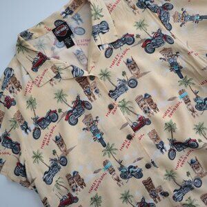 Vintage Harley Davidson Hawaiian Tiki Motorcycle Shirt | XL